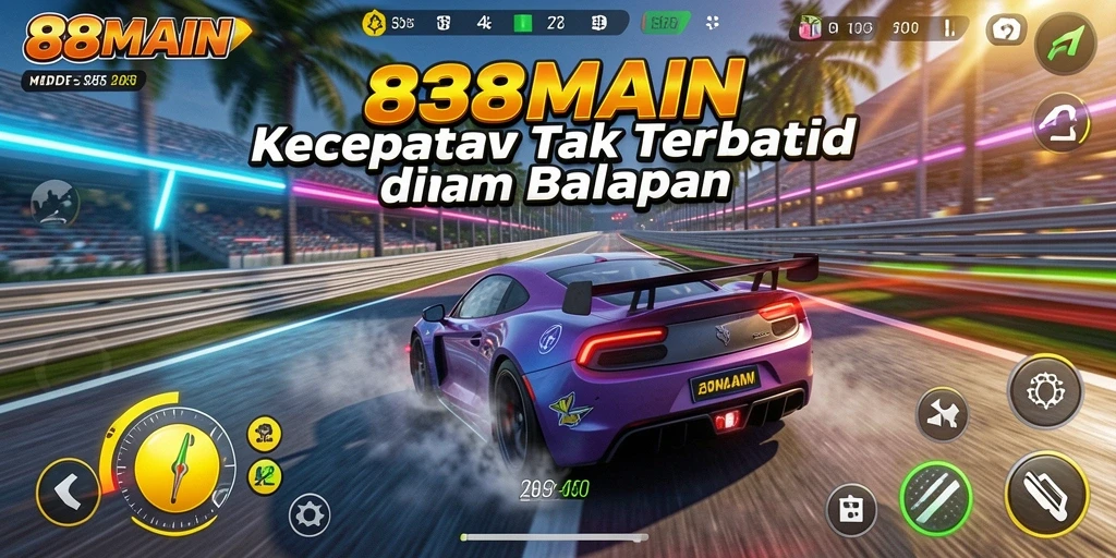 Gambaran permainan balapan yang mendebarkan di 88MAIN.