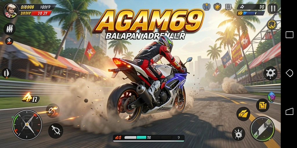 Gameplay menarik di AGAM69 dengan balapan motor penuh aksi.
