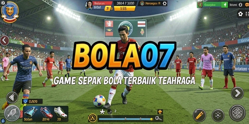 Tampilan gameplay seru di BOLA07 dengan aksi sepak bola intens.