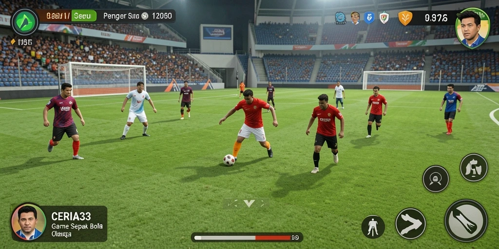 Tampilan gameplay intens dari CERIA33 saat pertandingan sepak bola.