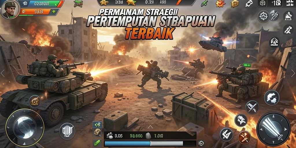 Tampilan gameplay seru dalam dunia strategi pertempuran.
