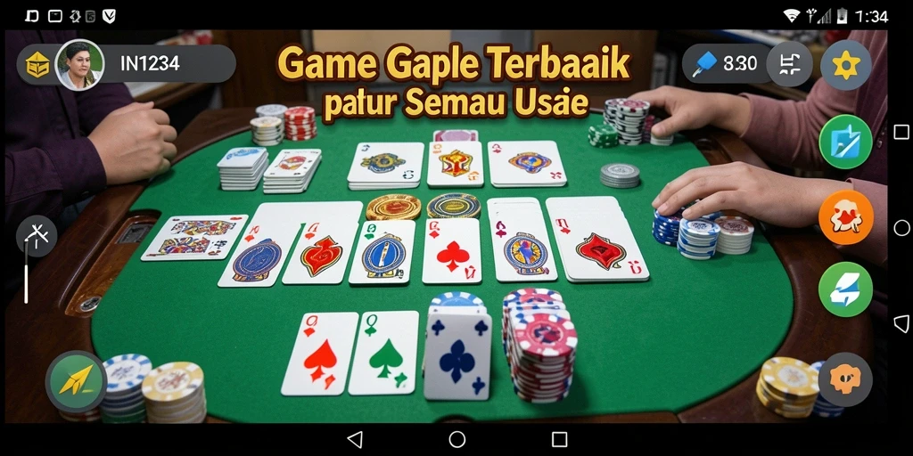 Screenshot gameplay IN1234 menampilkan suasana seru permainan Gaple.