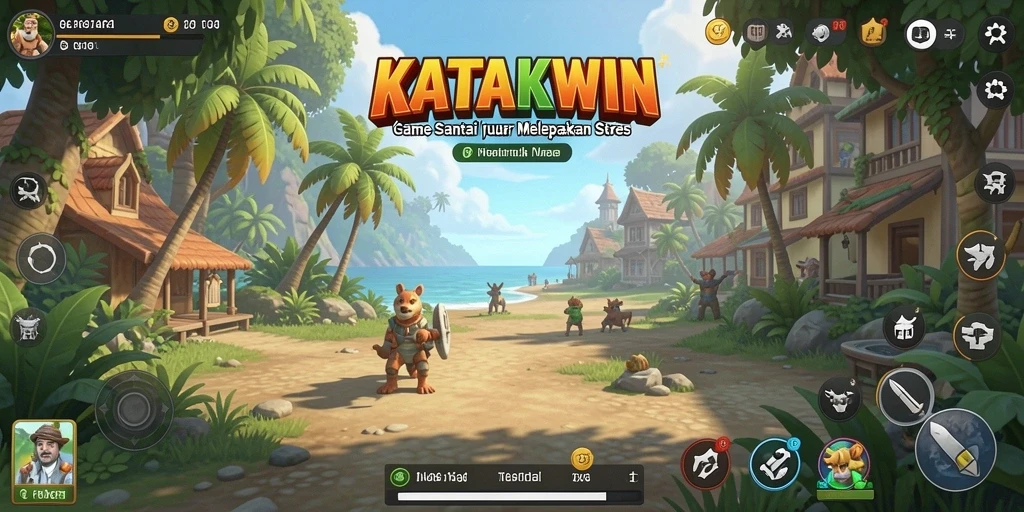 Gameplay KATAKWIN yang menyenangkan dengan karakter katak lucu.