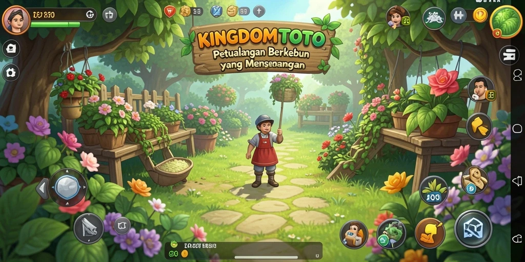 Screenshot KINGDOMTOTO menampilkan petualangan seru berkebun.