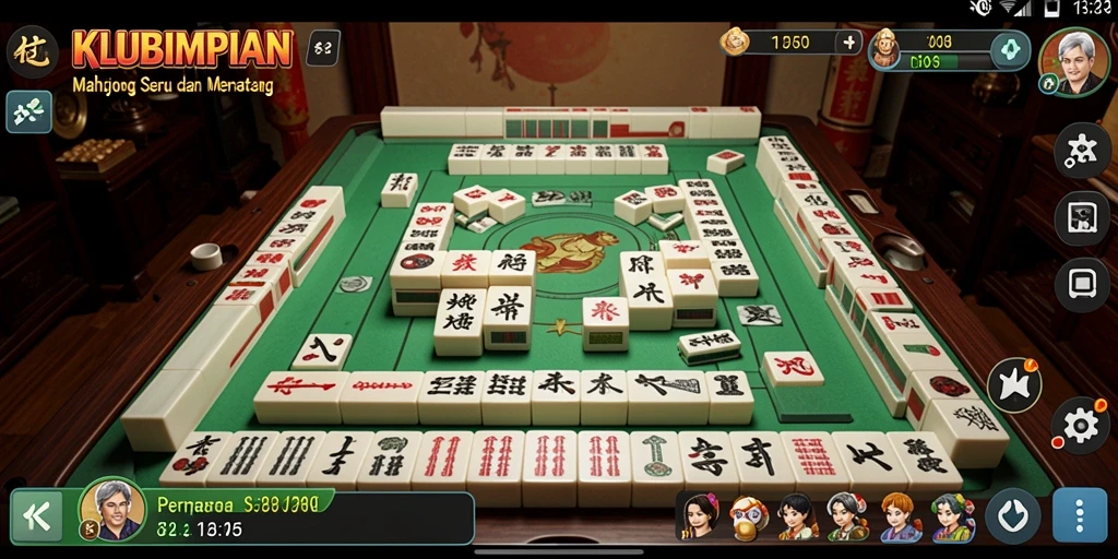 Tampilan menarik gameplay KLUBIMPIAN dengan Mahjong yang seru.