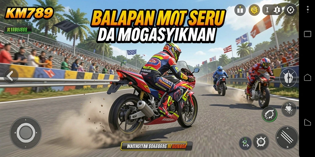 Tampilan seru balapan motor di KM789 dengan trek menantang.