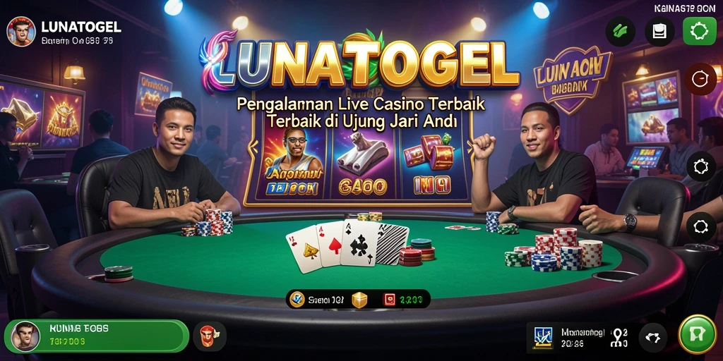 Tampilan gameplay LUNATOGEL dengan dealer langsung dan suasana menawan.