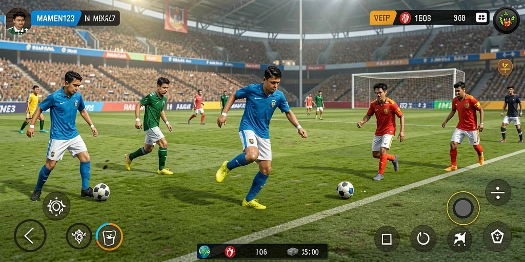 Screenshot gameplay MAMEN123 menampilkan aksi seru di lapangan