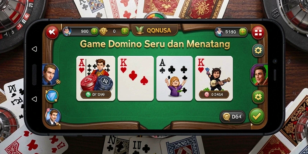 Screenshot utama menampilkan siklus permainan Domino yang seru dan interaktif.