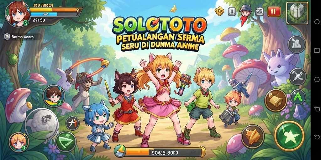 Screenshot SOLOTOTO menampilkan karakter Anime dalam aksi petualangan yang epik.