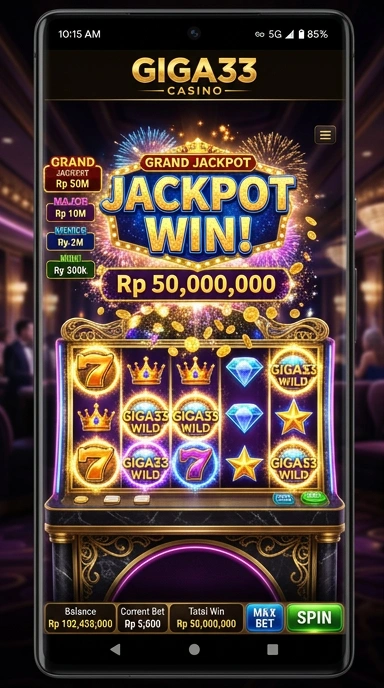 Screenshot aplikasi giga33 menampilkan berbagai kategori aplikasi yang tersedia.